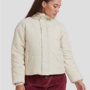 RVCA Eezeh Puffer Cord Jacket — Color: Oatmeal — Size L (12)